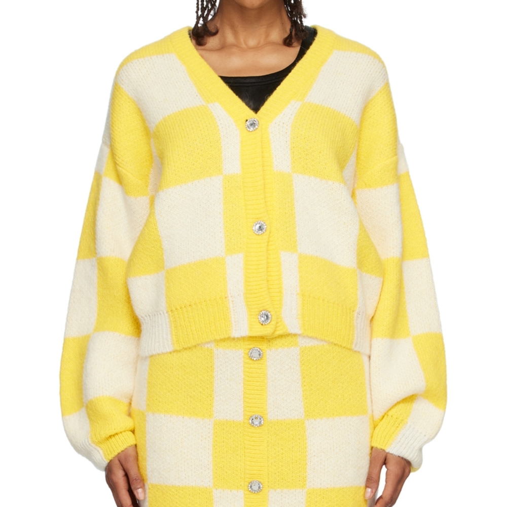 Stine goya yellow checker cardigan